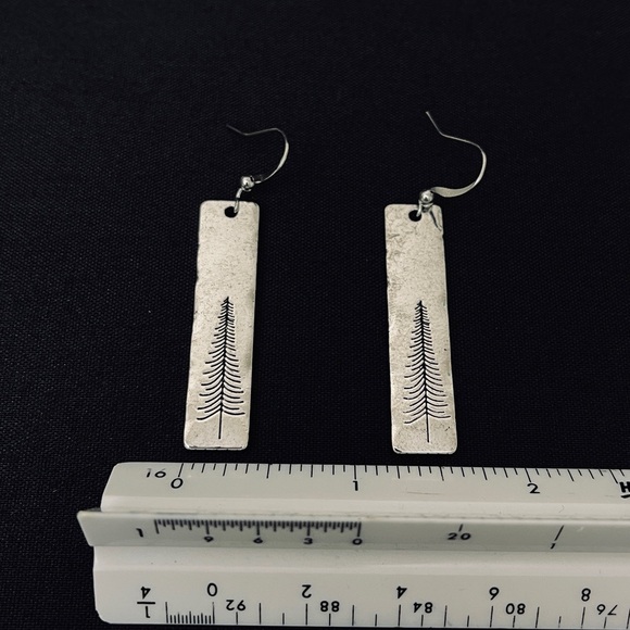 Pine Tree Drop Earrings - Black and Silver - Picture 7 of 7
